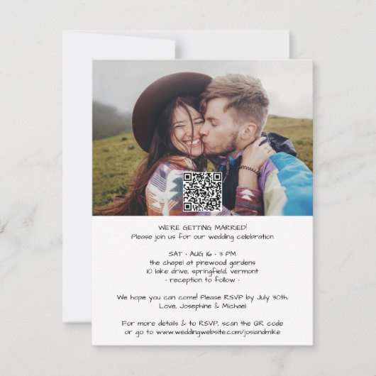 Invitation Mariage photo décontracté moderne tout-en-un QR RS (Devant)