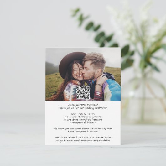 Invitation Mariage photo décontracté moderne tout-en-un QR RS (Debout devant)