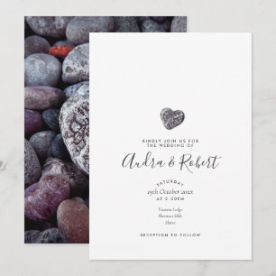 Invitation Mariage Photo Découverte de Cœur de Galet Minimali