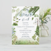 Invitation Mariage photo des initiales du pin d'hiver (Debout devant)