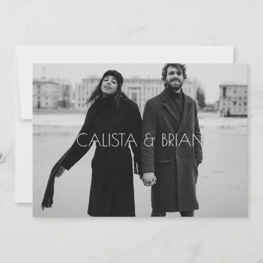 Invitation Mariage photo design noir et blanc (Devant)