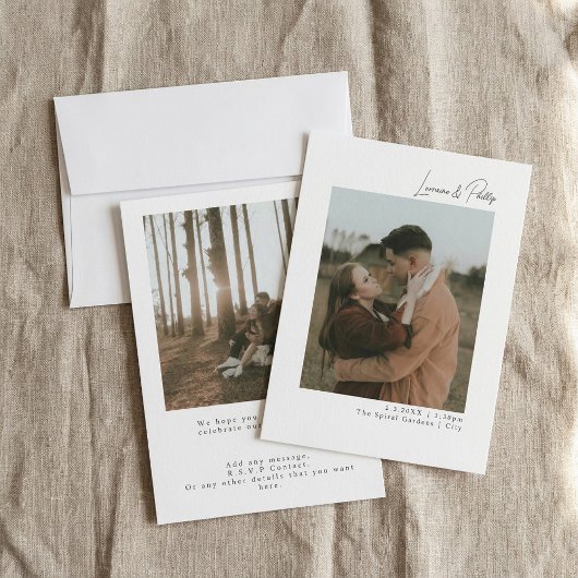 Invitation Mariage photo double élégant