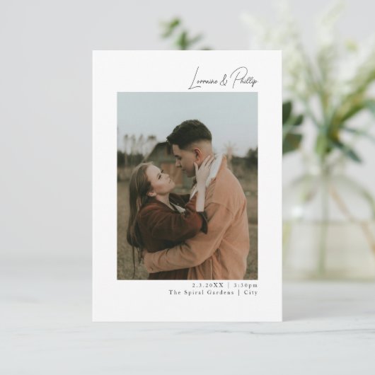 Invitation Mariage photo double élégant (Debout devant)