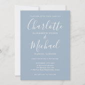 Invitation Mariage photo du script de signature bleu foncé (Devant)