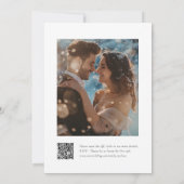 Invitation Mariage photo Dusky Blue Gold Floral QR (Dos)