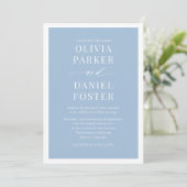 Invitation Mariage photo Dusty Blue QR Code (Debout devant)