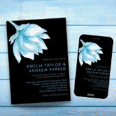 Invitation Mariage photo Dusty Blue Rose Aquarelle QR Code