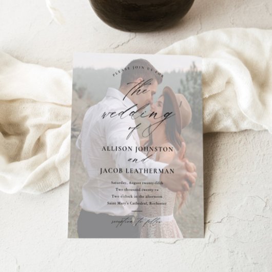 Invitation Mariage photo écriture élégante