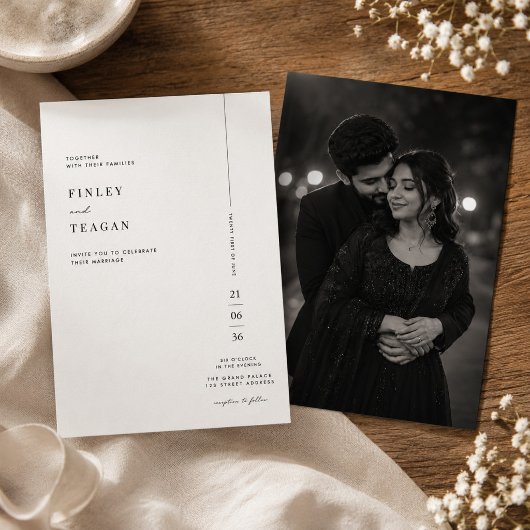 Invitation Mariage photo éditorial moderne