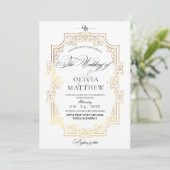 Invitation Mariage photo Elegance Gold & White (Debout devant)