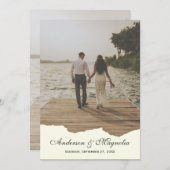 Invitation Mariage photo élégant à script blanc moderne (Devant / Derrière)