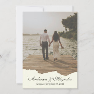Invitation Mariage photo élégant à script blanc moderne
