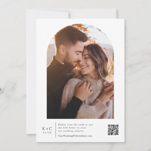 Invitation Mariage photo Elegant Birch Tree Boho (Dos)