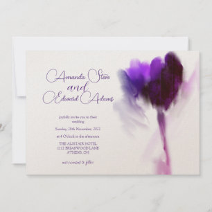 Invitation Mariage photo élégant Champagne Violet Tulip