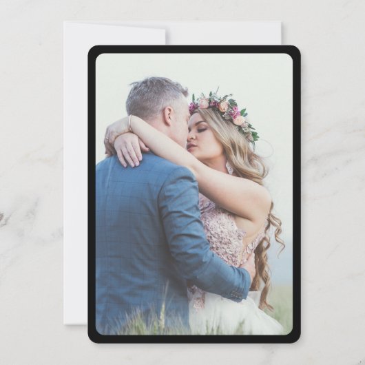 Invitation Mariage photo élégant en noir (Dos)