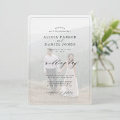 Invitation Mariage photo élégant en noir et blanc (Debout devant)