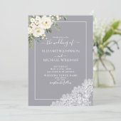 Invitation Mariage photo élégant gris rustique tendance (Debout devant)