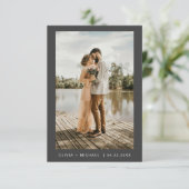 Invitation Mariage photo élégant minimaliste Gris de Charbon (Debout devant)