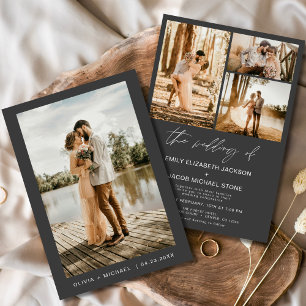 Invitation Mariage photo élégant minimaliste Gris de Charbon