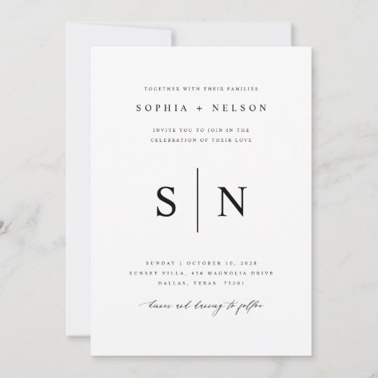 Invitation Mariage photo Elegant Moderne (Dos)