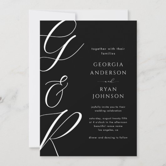 Invitation Mariage photo élégant Monogramme de script surdime (Devant)