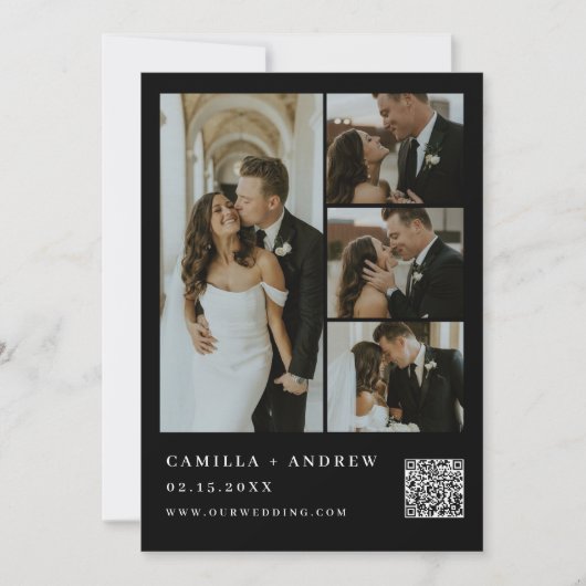 Invitation Mariage photo élégant QR Code (Devant)