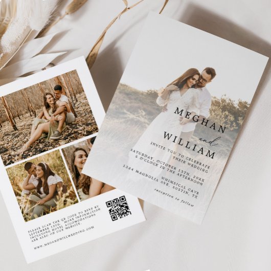Invitation Mariage photo élégant QR Code