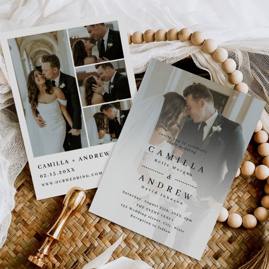 Invitation Mariage photo élégant QR Code