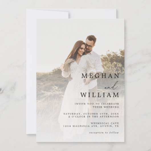 Invitation Mariage photo élégant QR Code (Devant)