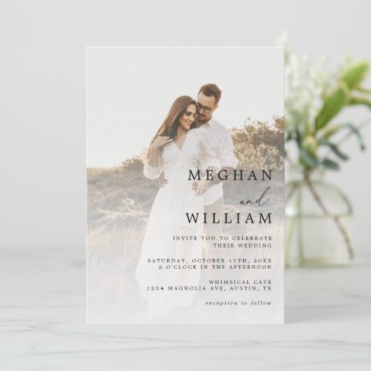 Invitation Mariage photo élégant QR Code (Debout devant)