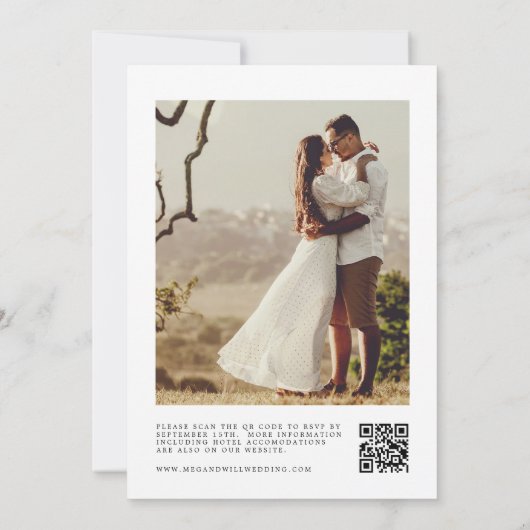 Invitation Mariage photo élégant QR Code (Dos)
