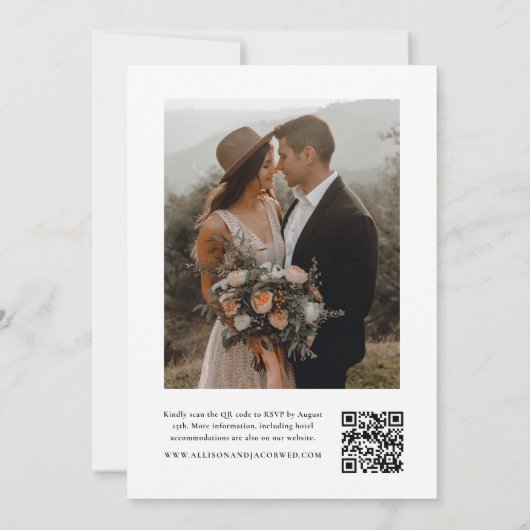 Invitation Mariage photo élégant QR Code (Dos)