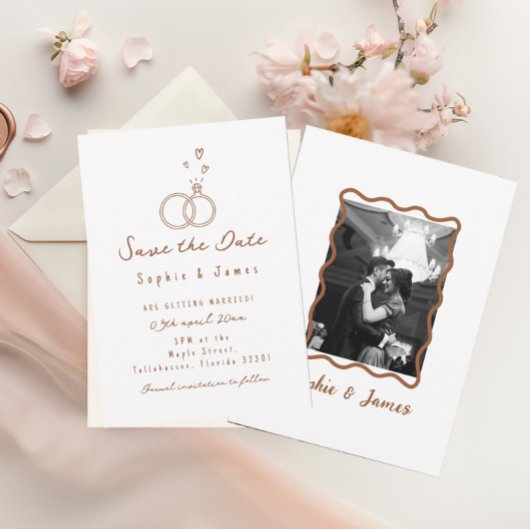 Invitation Mariage photo élégant simple Boho Doodle