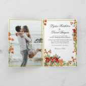 Invitation Mariage Photo Elégante Florale Automne Orange Mode (Intérieur)