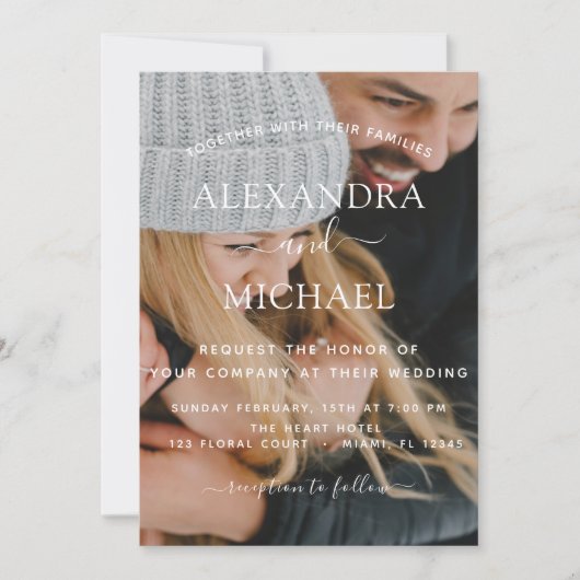 Invitation Mariage photo Élégante Typographie moderne (Devant)