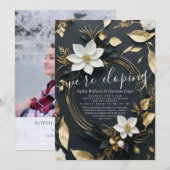 Invitation Mariage photo Elopement de la couronne d'or blanc (Devant / Derrière)