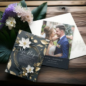 Invitation Mariage photo Elopement de la couronne d'or blanc