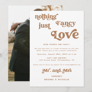 Invitation Mariage Photo Elopement Rétro Terracotta