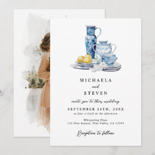 Invitation Mariage Photo en Aquarelle de Style La Dolce Vita