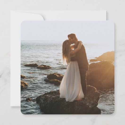 Invitation Mariage photo en argent métallique et noir (Dos)