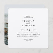 Invitation Mariage photo en argent métallique et noir (Devant / Derrière)