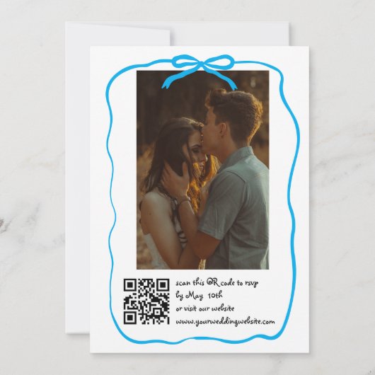 Invitation Mariage photo en blanc à main dessinée (Dos)