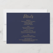 Invitation Mariage photo en bleu marine et en or Script tout  (Dos)