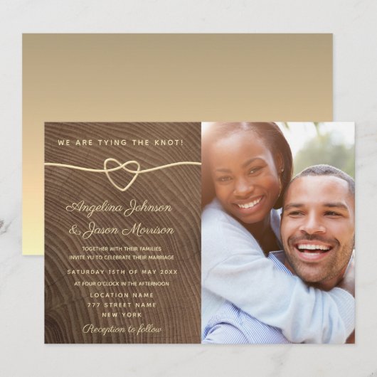 Invitation Mariage Photo en Bois (Devant / Derrière)