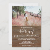 Invitation Mariage photo en bois de grange rustique (Devant)