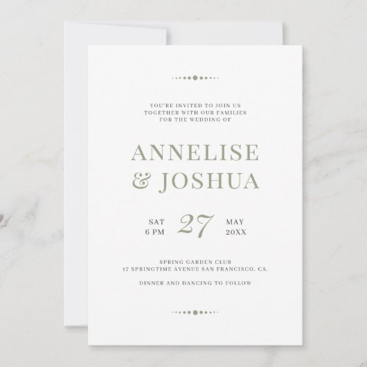 Invitation Mariage photo en écriture d'olive simple et modern (Devant)
