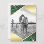 Invitation Mariage photo en marbre vert émeraude géométrique  (Dos)