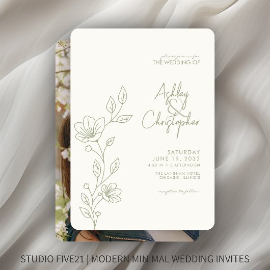 Invitation Mariage photo en mode doux moderne