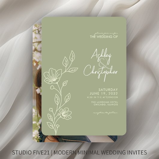 Invitation Mariage photo en mode doux moderne