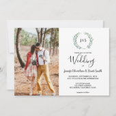 Invitation Mariage photo en monogramme feuille d'aquarelle bo (Devant)